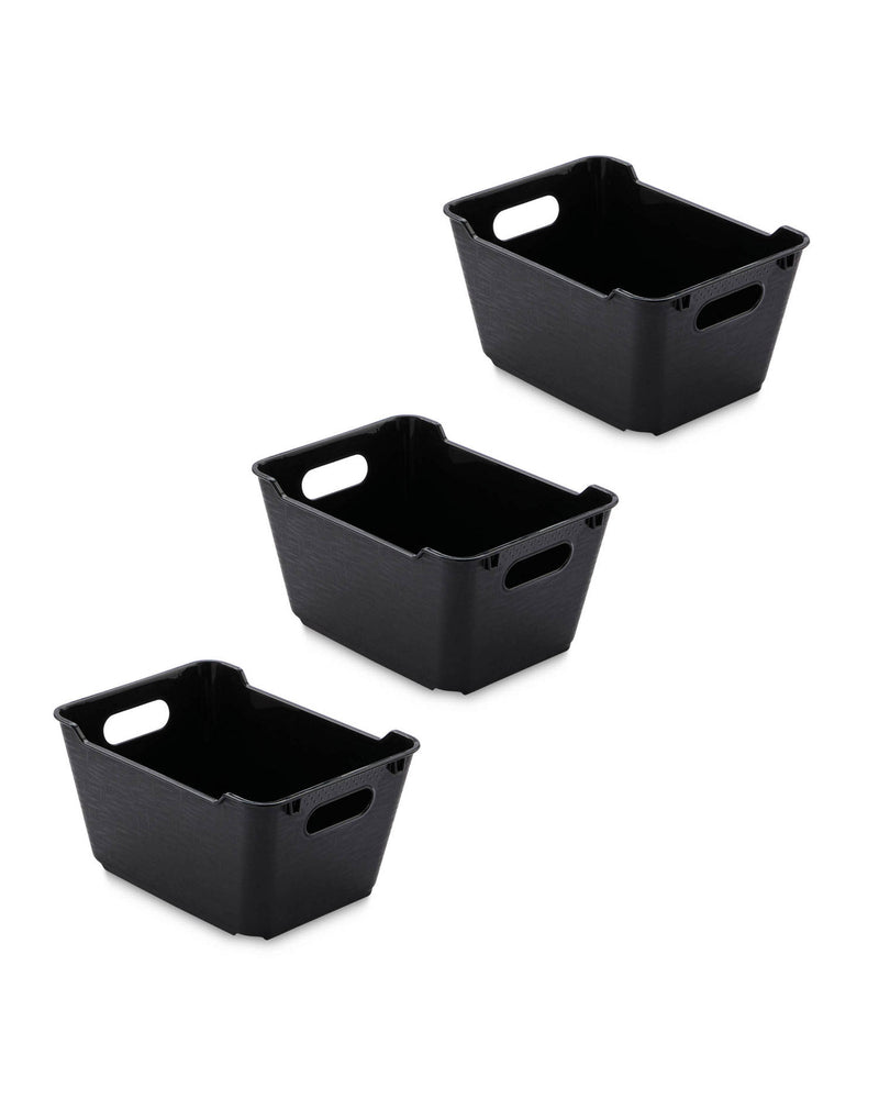 Stackable Storage Box with Handles - 11L, 2-Pack 5.5L, 3-Pack 1.7L (Black/White)