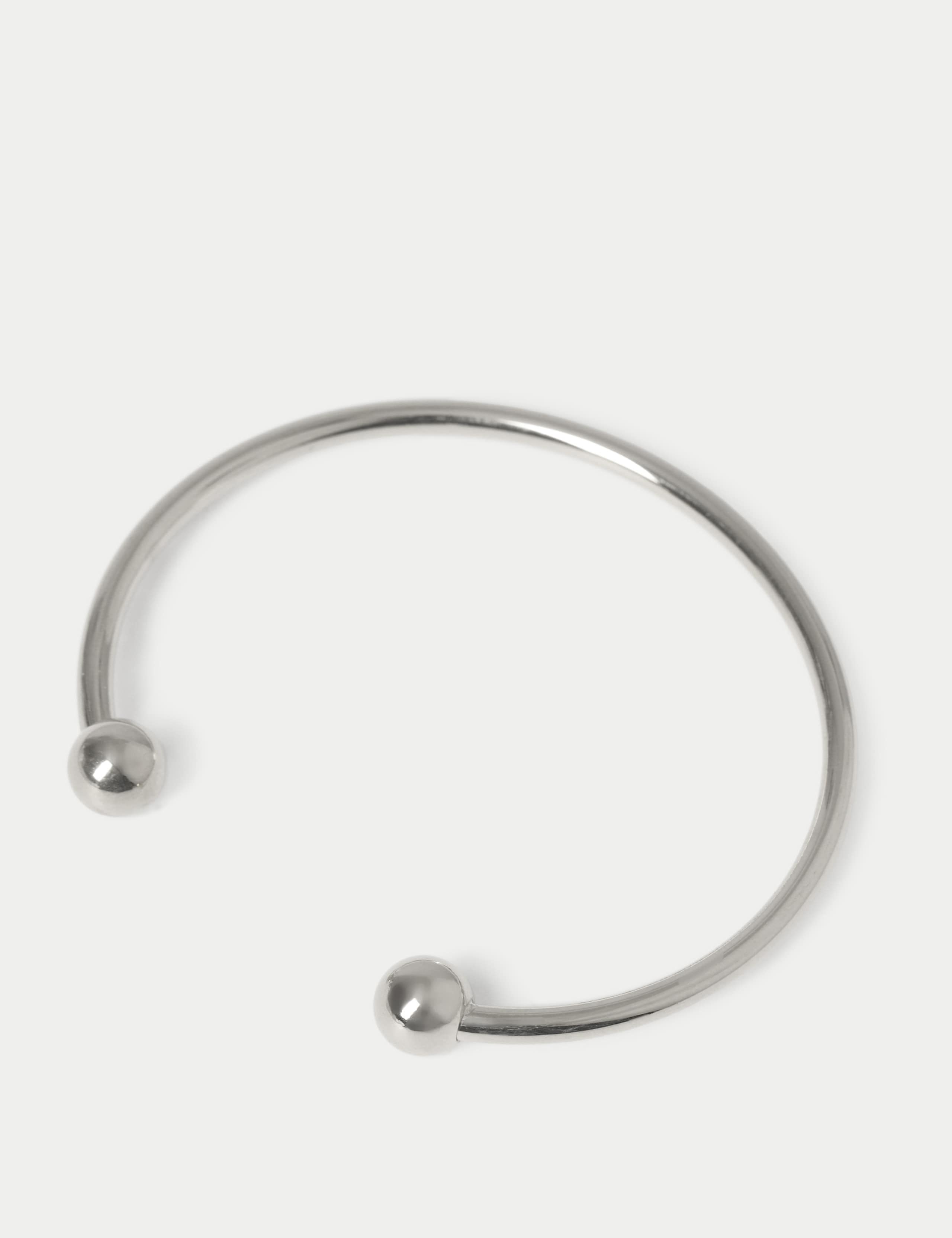 Stainless Ball Cuff bracelet with adjustable fastening and mixed material - British product