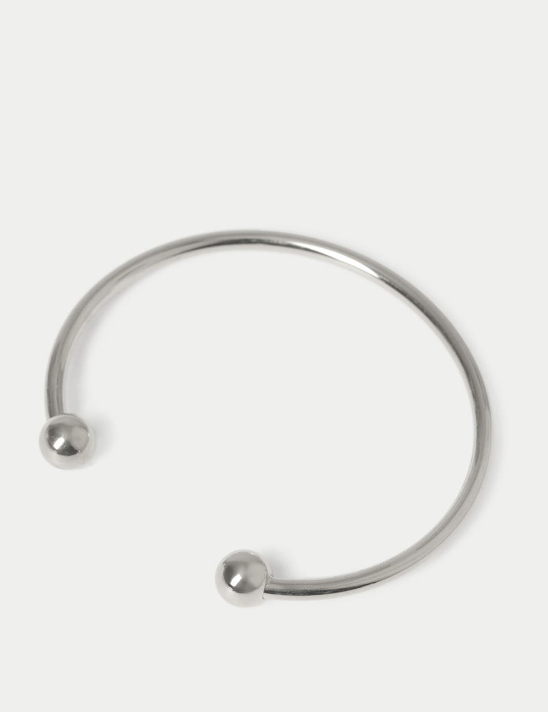 Stainless Ball Cuff bracelet with adjustable fastening and mixed material - British product