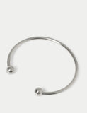 Stainless Ball Cuff bracelet with adjustable fastening and mixed material - British product