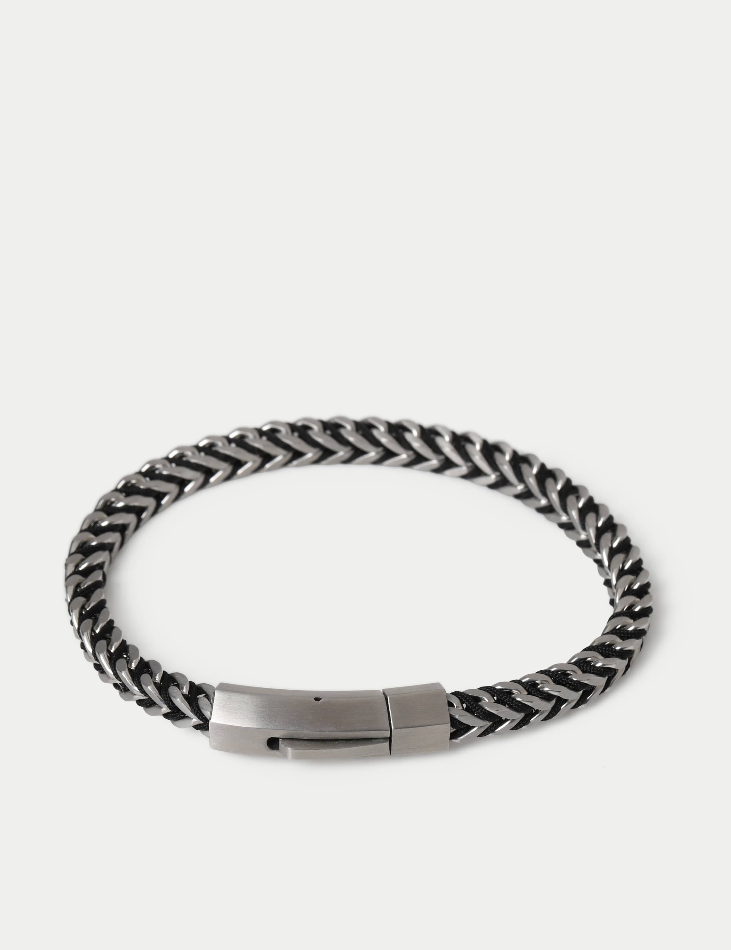 Stainless steel cord and chain bracelet with magnet fastening - British product