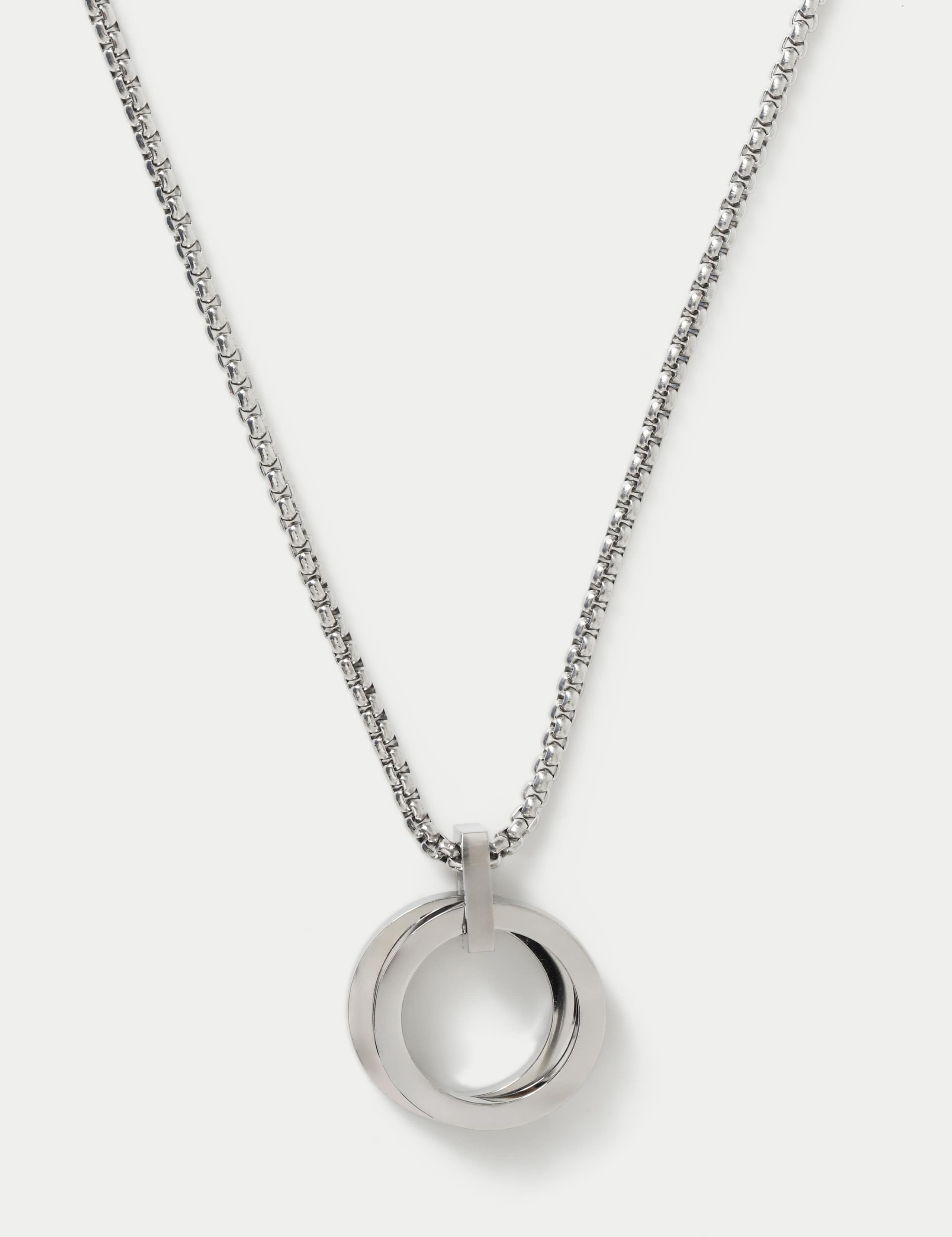Stainless steel open pendant necklace with clasp fastening, UK version