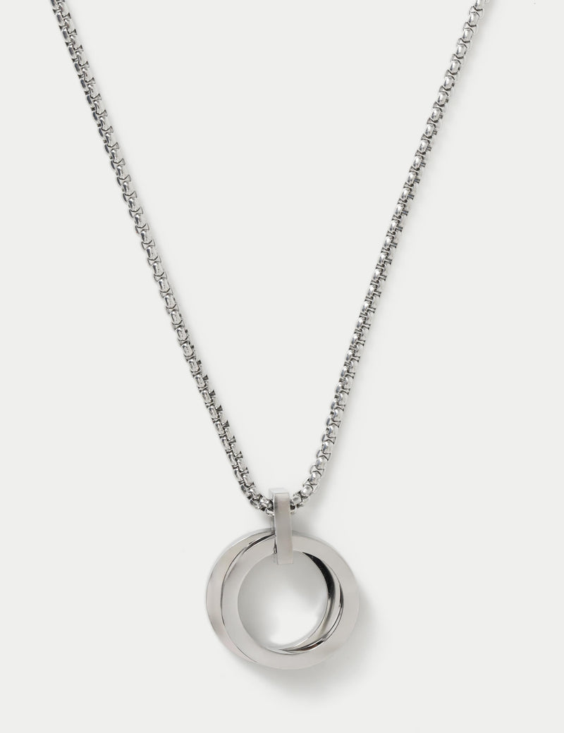 Stainless steel open pendant necklace with clasp fastening, UK version