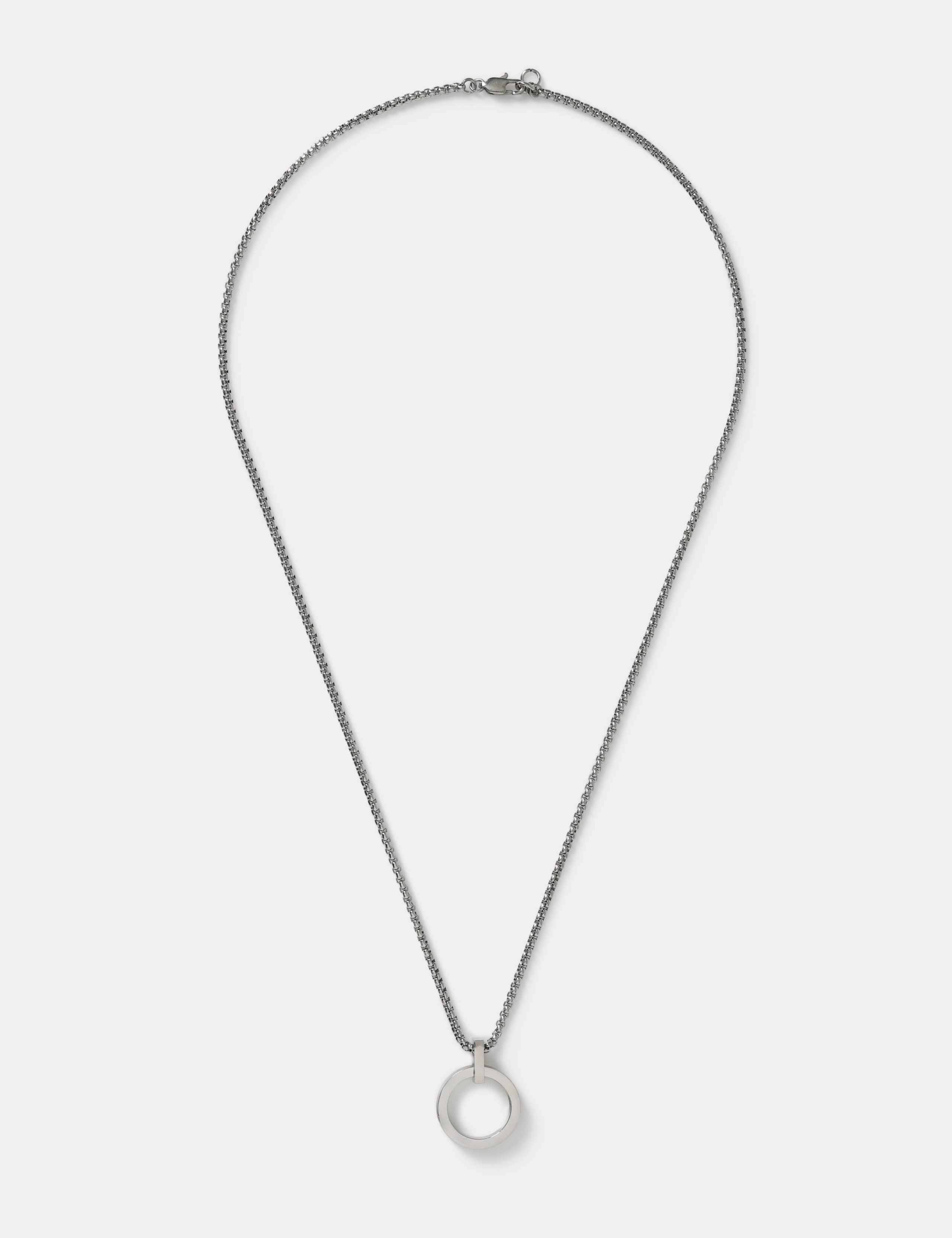 Stainless steel open pendant necklace with clasp fastening, UK version
