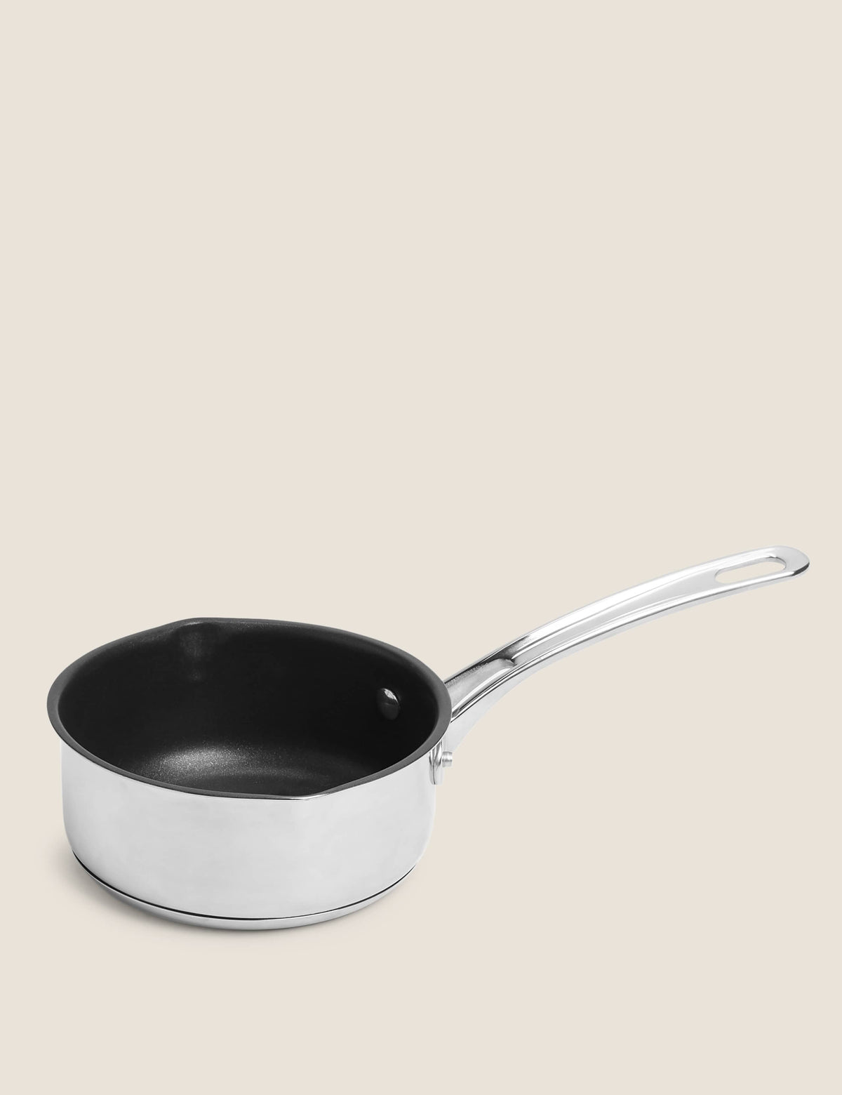 Stainless steel 14cm milk pan with pouring spout, UK version