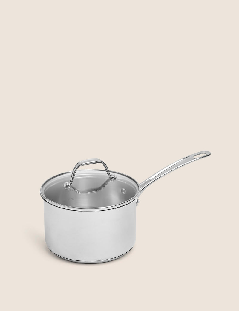 Stainless steel 18cm medium saucepan (British brand)