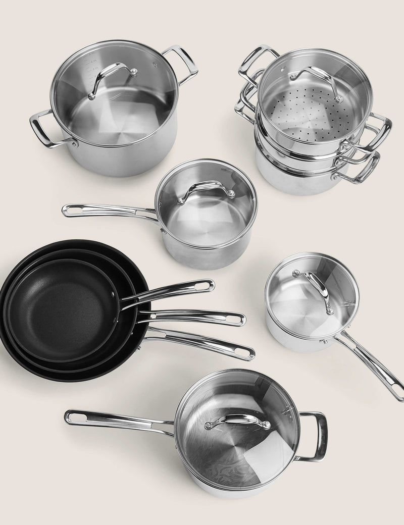 Stainless steel 18cm medium saucepan (British brand)