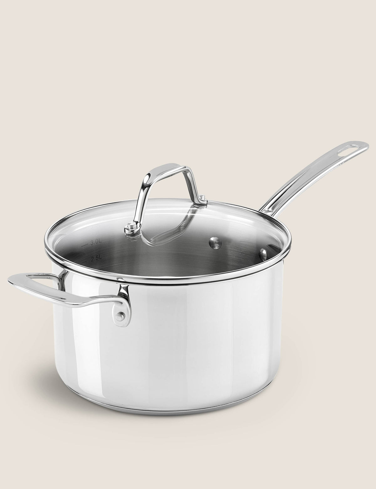 Stainless Steel 20cm Large Saucepan with glass lid (British brand)