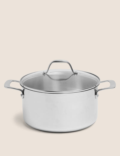 M&S Stainless Steel 24cm Medium Stock Pot- Buy online at McGrocer