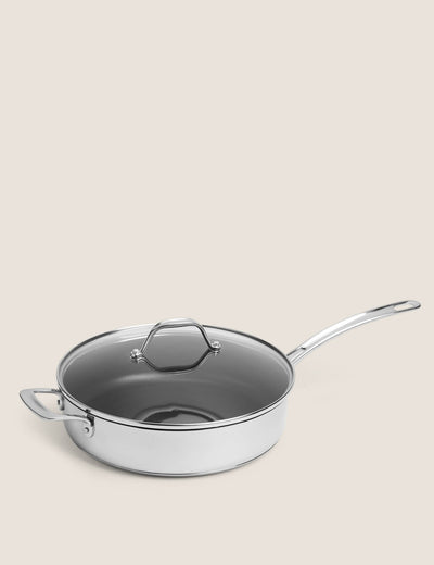 M&S Stainless Steel 28cm Large Non-Stick Sauté Pan- Buy online at McGrocer
