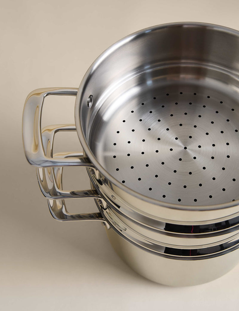 Stainless steel 3 tier steamer with StayNew technology - British product