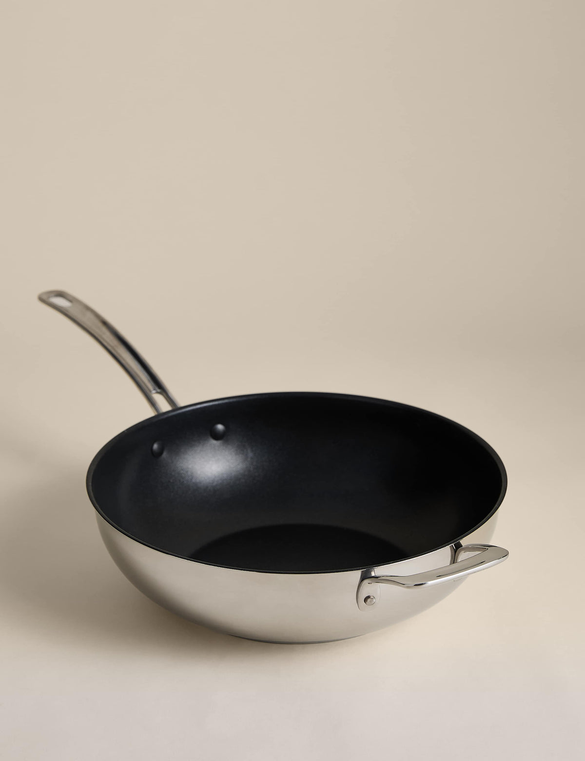 Stainless steel 30cm wok, imported from the UK