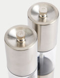 Stainless steel salt and pepper mills (British brand)