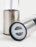 Stainless steel salt and pepper mills (British brand)