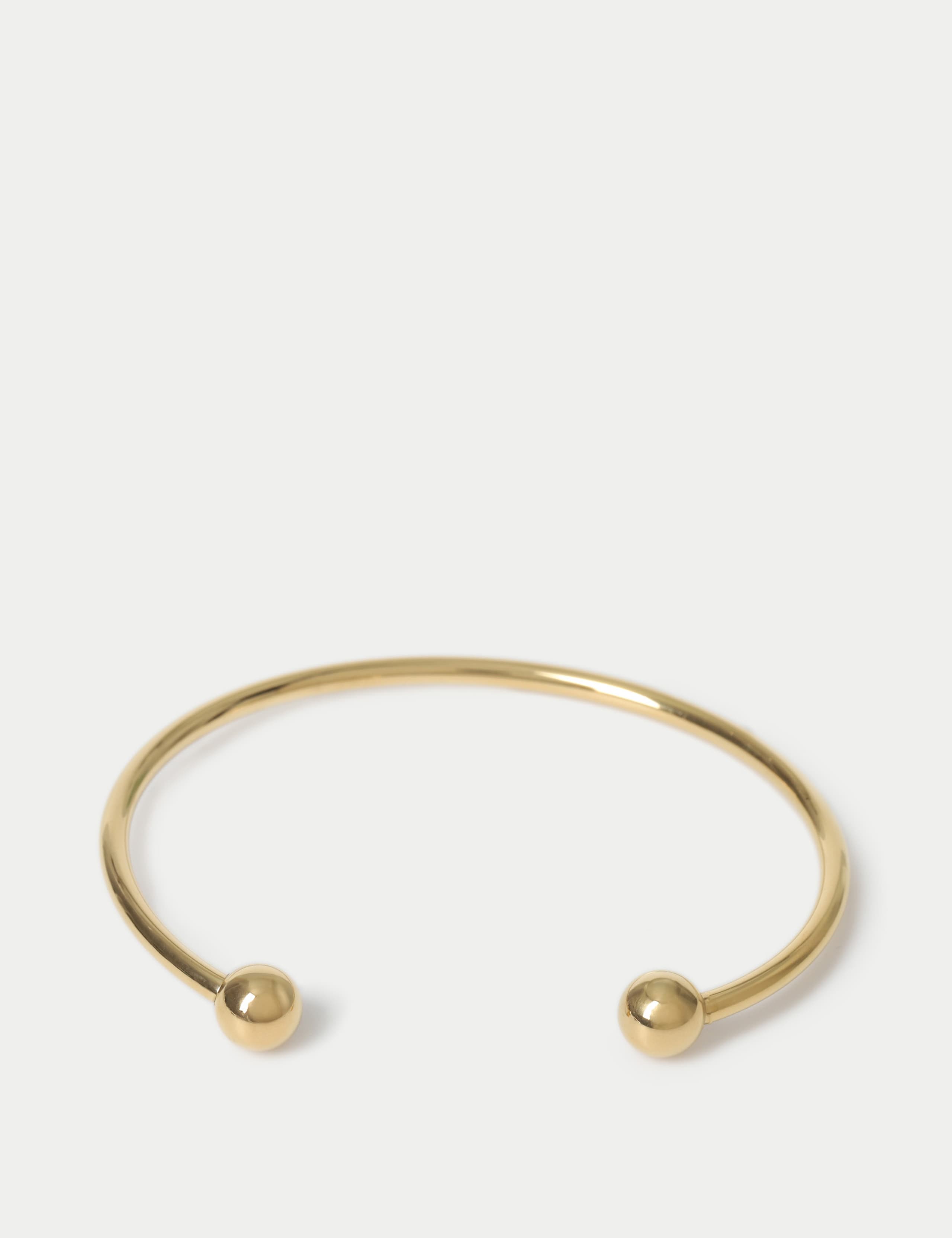 Stainless steel silver tone ball cuff bracelet - British product