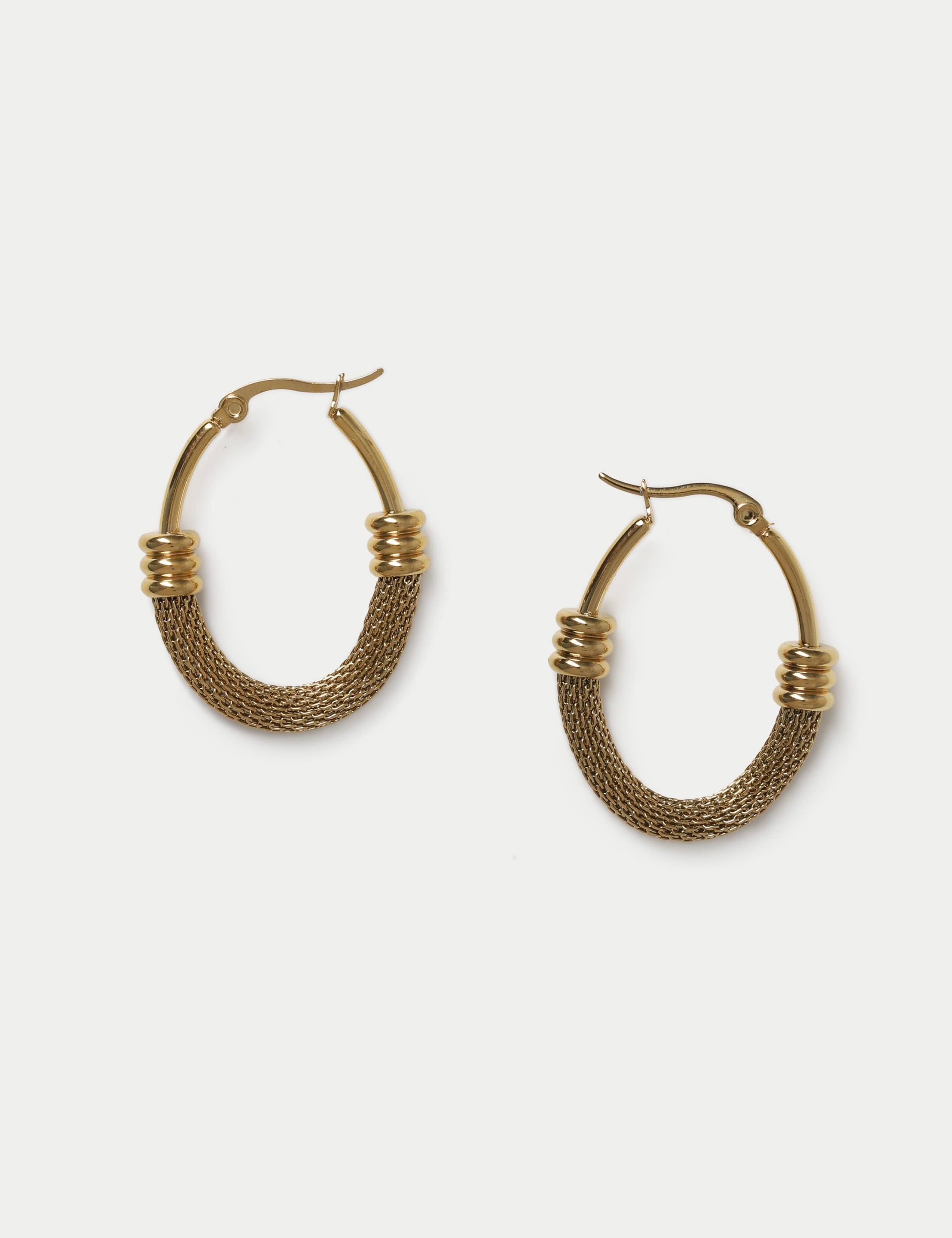 Stainless steel textured hoop earrings - British product