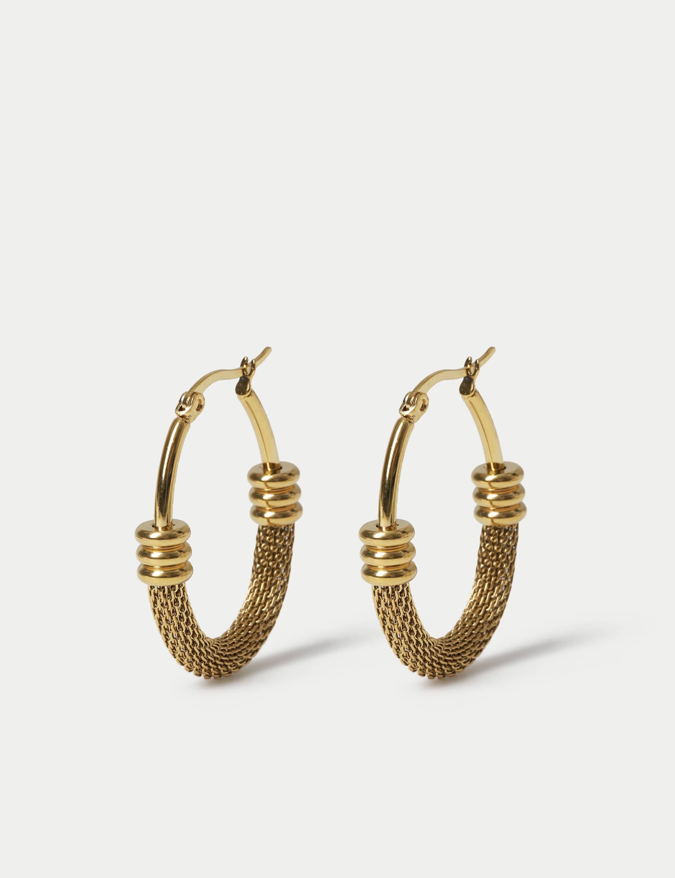 Stainless steel textured hoop earrings - British product
