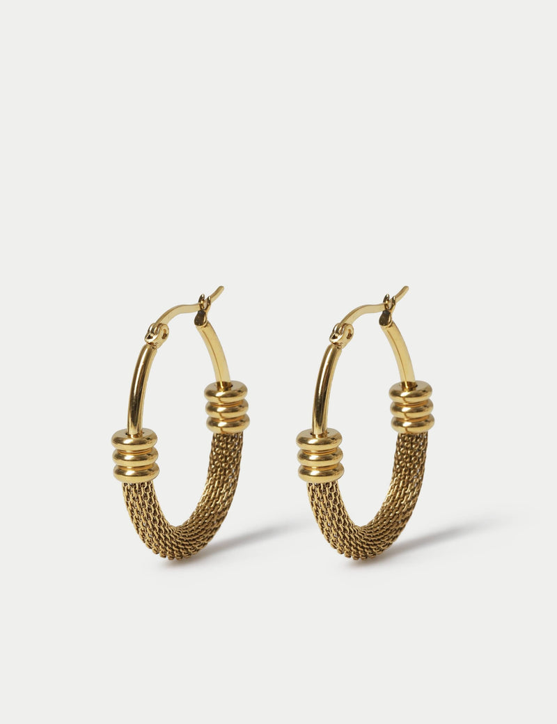 Stainless steel textured hoop earrings - British product