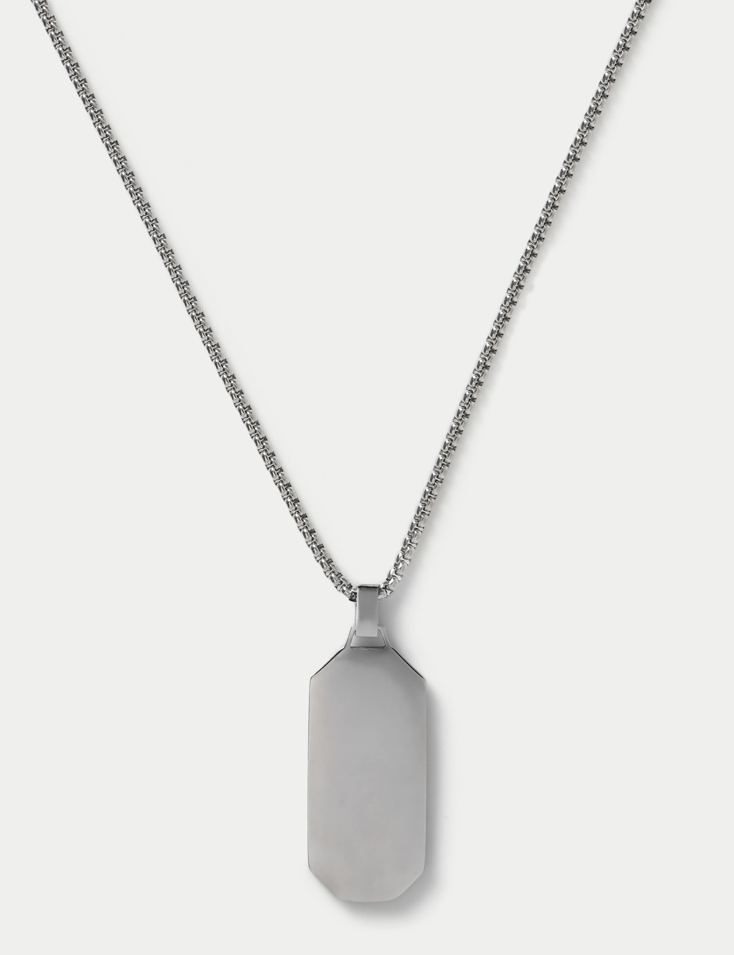 Stainless steel tag pendant necklace, British brand