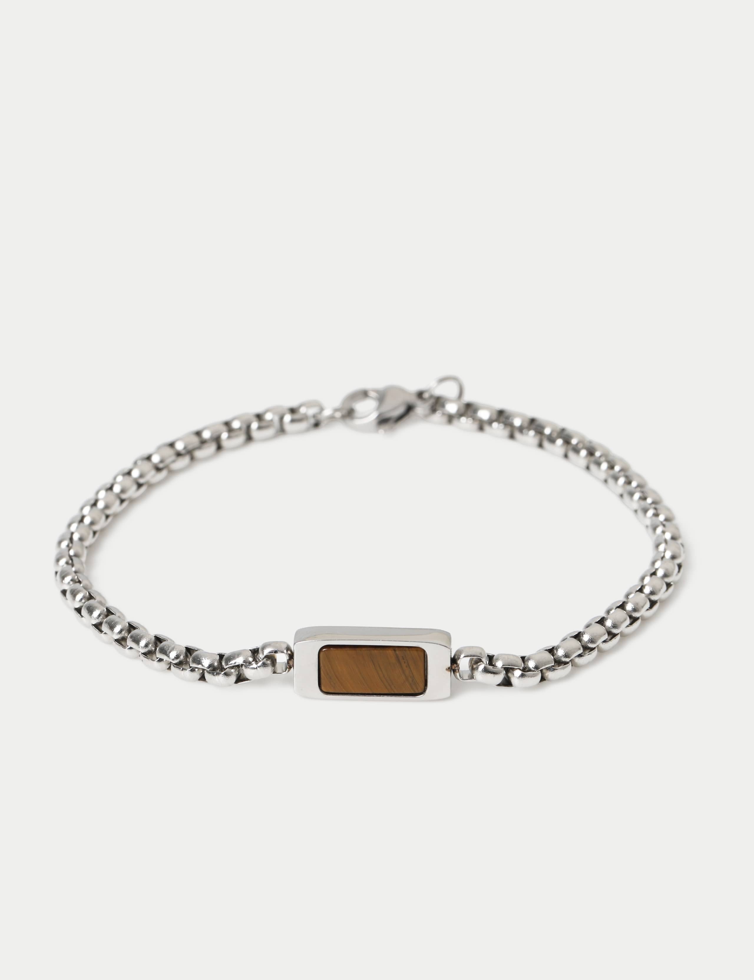 Tigers Eye bracelet stainless steel natural stone (British brand)