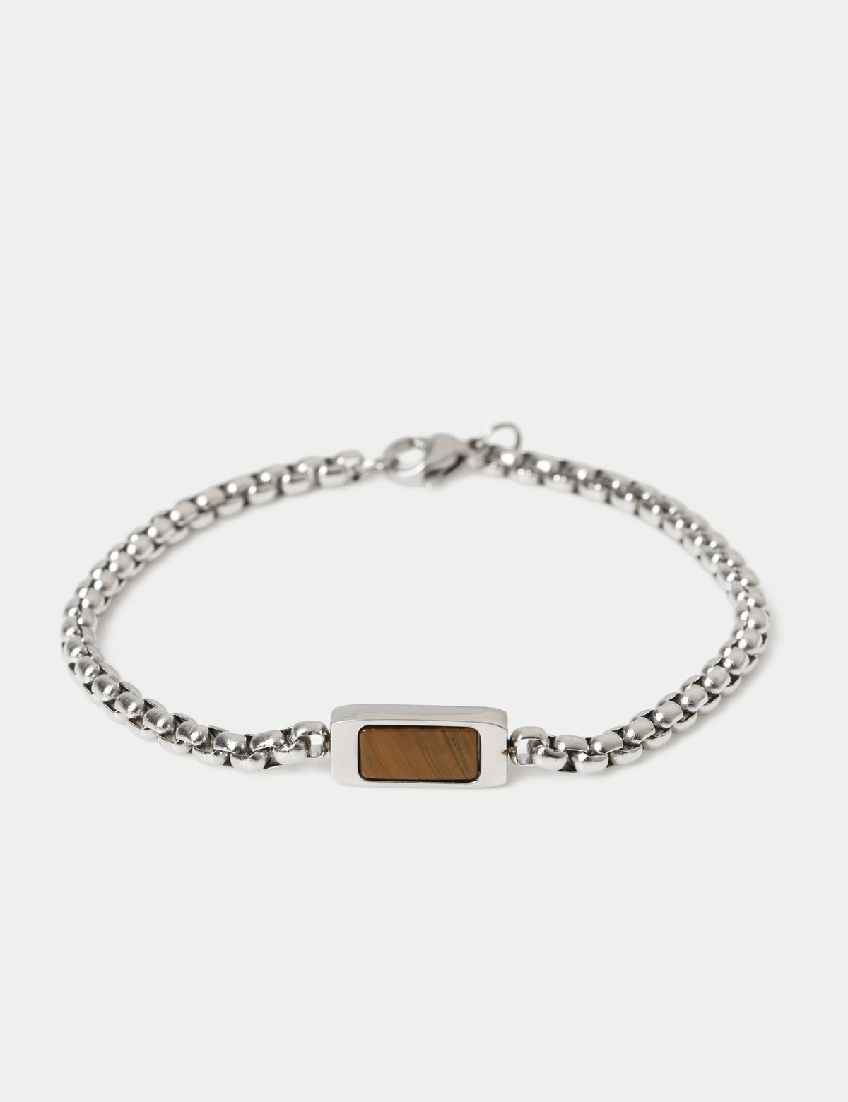 Tigers Eye bracelet stainless steel natural stone (British brand)
