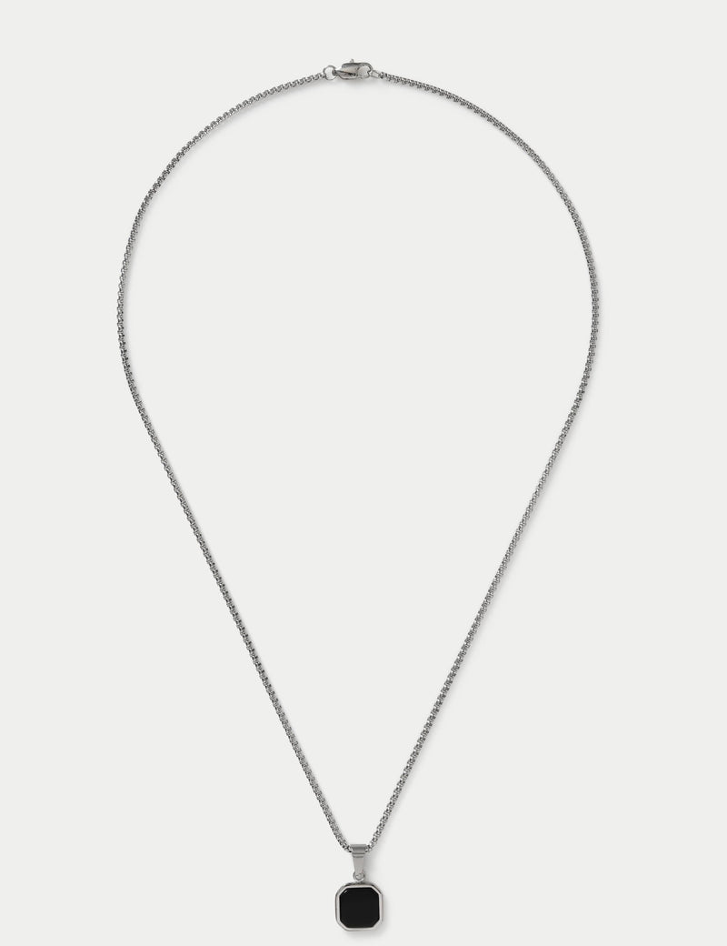 Stainless and onyx necklace, UK version