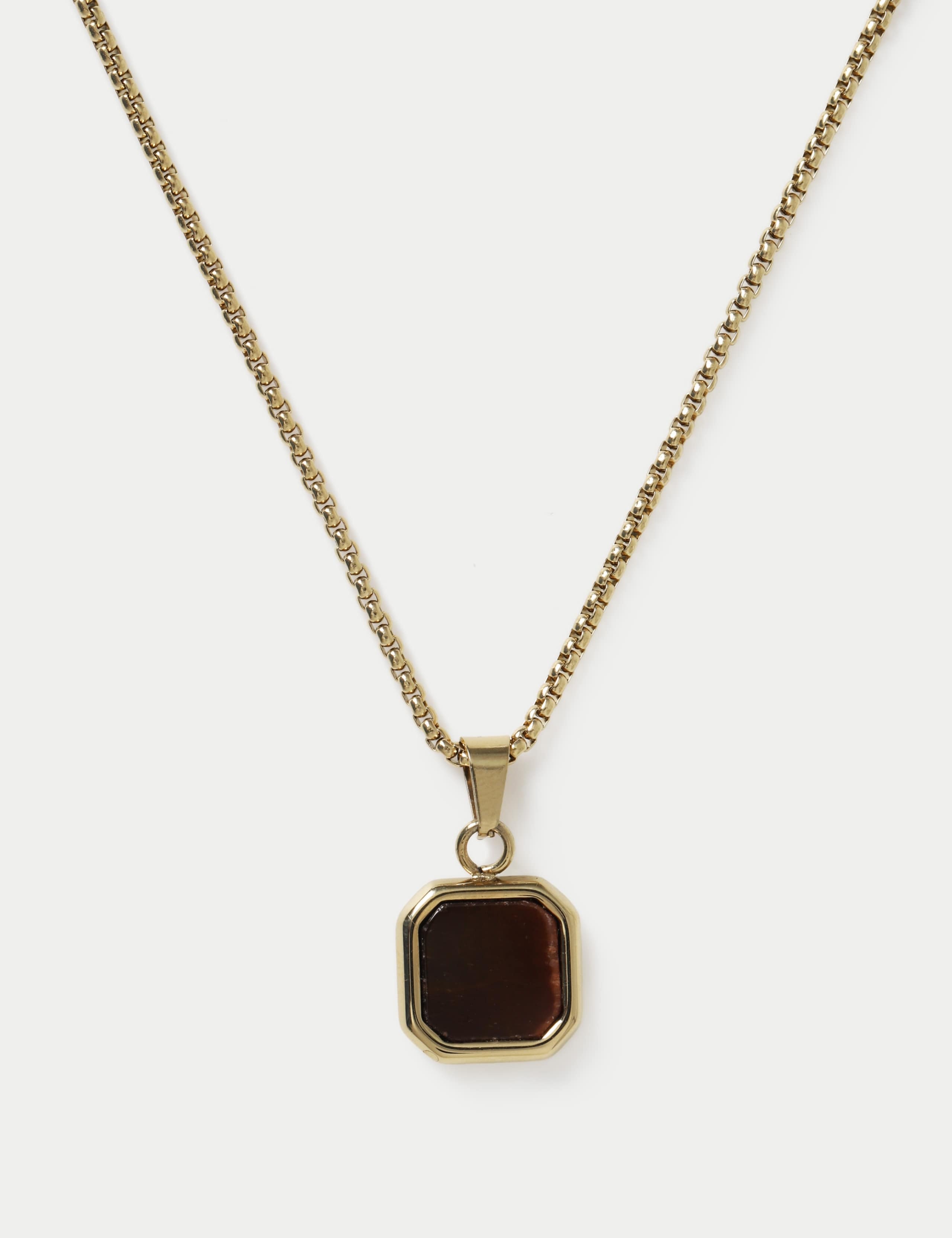 Stainless steel and tigers eye necklace, imported from the UK