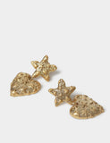 Star Heart textured drop earrings, imported from the UK