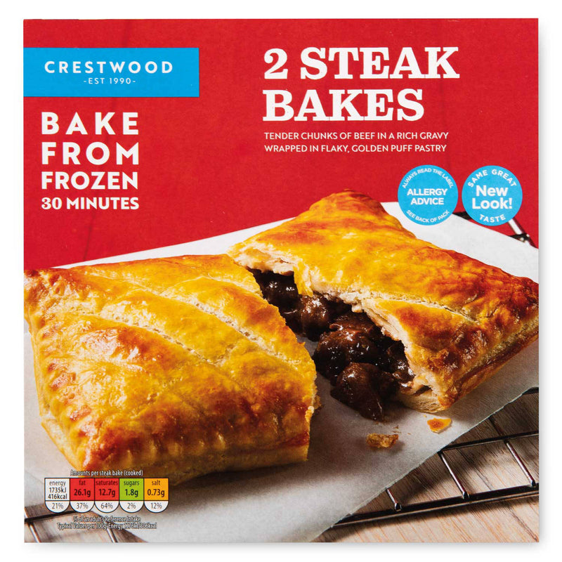 Steak bakes 2 pack 2x140g beef and gravy, imported from the UK