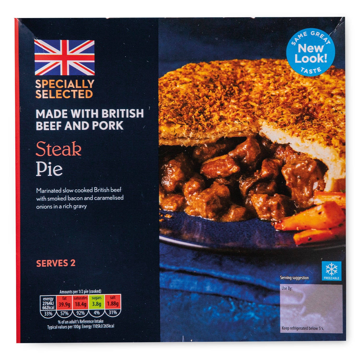 Specially Selected gluten-free steak pie 500g, UK version