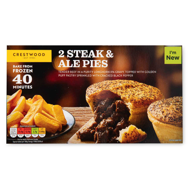 Steak and ale pies 2 pack with puff pastry (British brand)