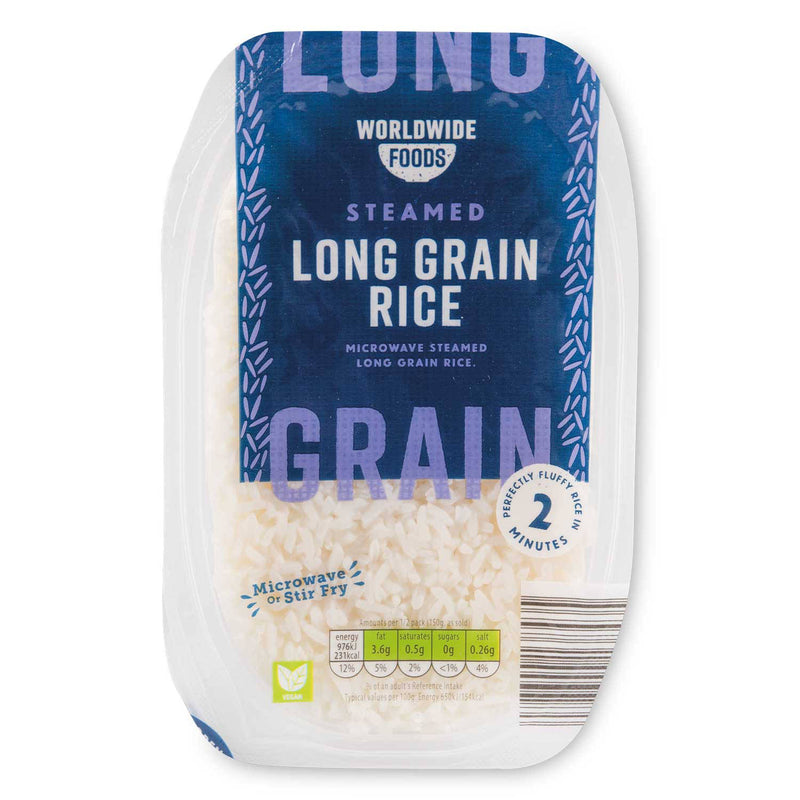 Steamed long grain rice, free from soy - British product