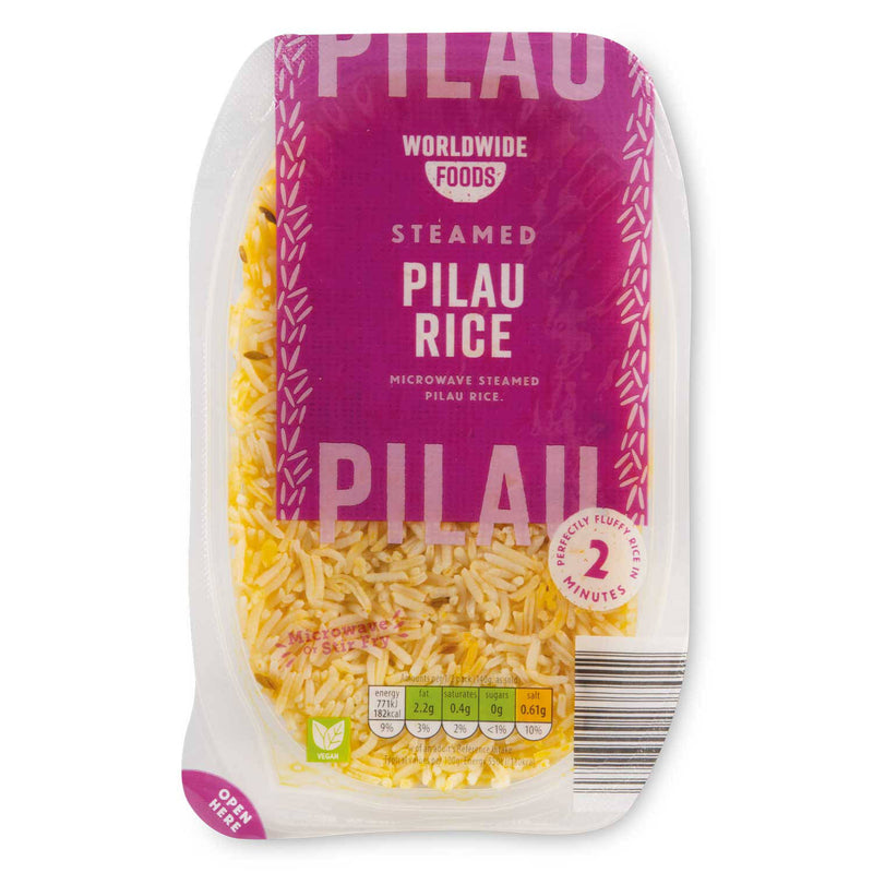 Steamed pilau rice, free from peanuts - British product