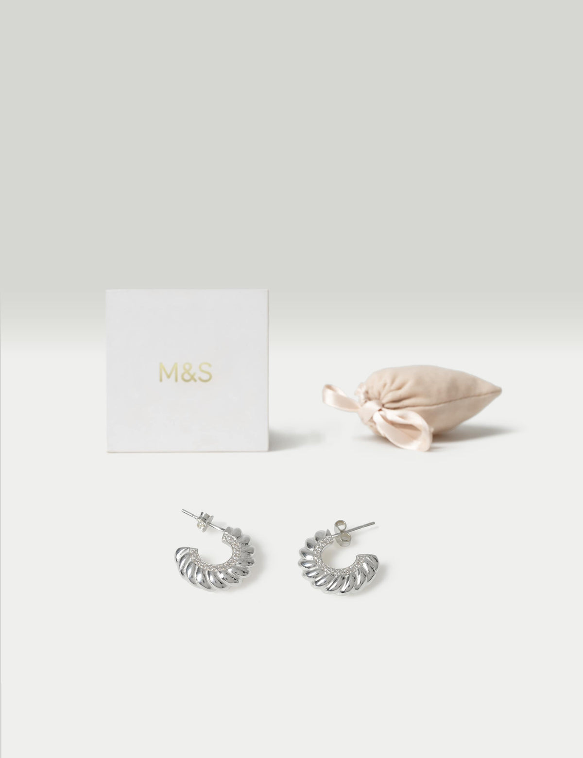 C Hoop Earrings in Sterling Silver - British product