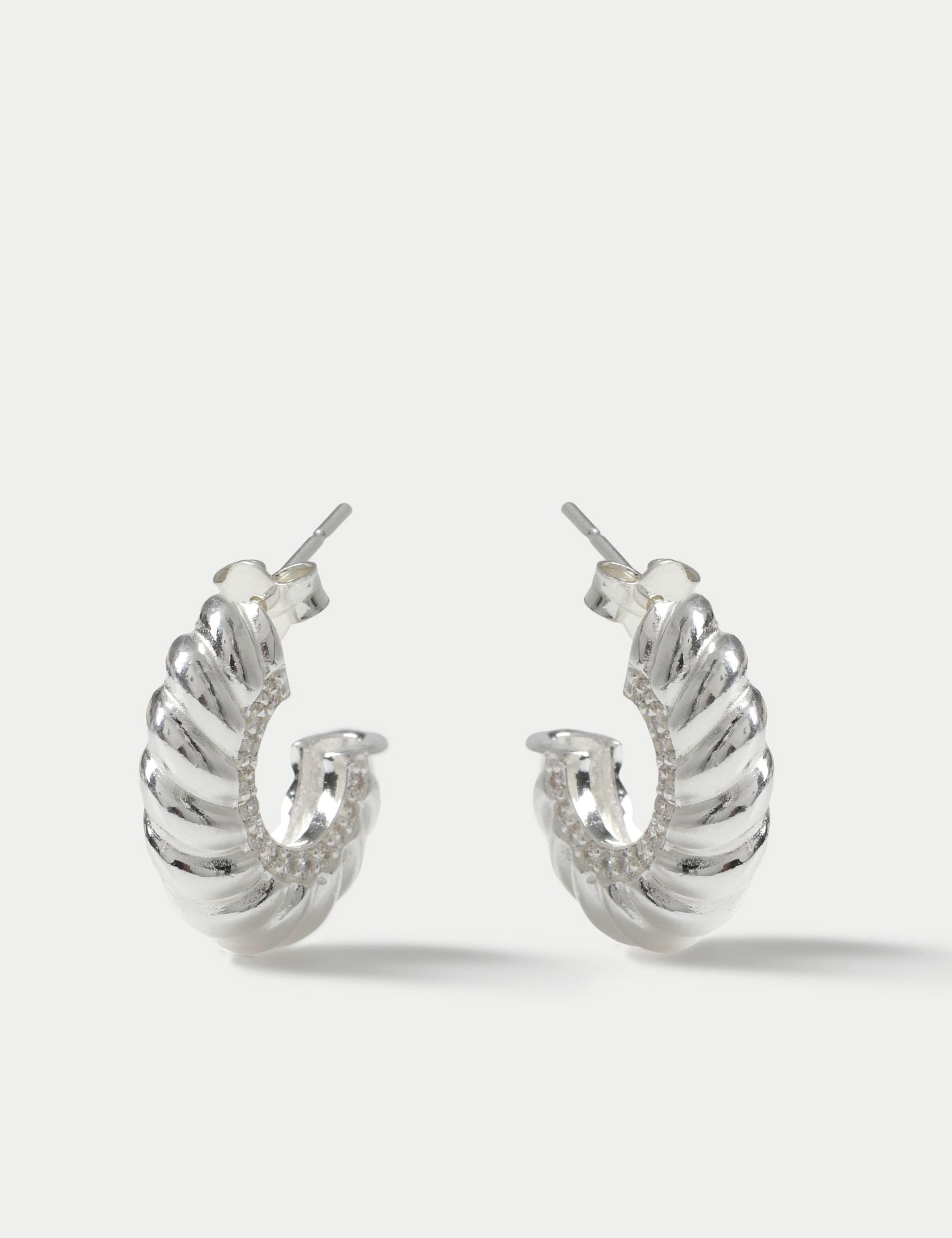 C Hoop Earrings in Sterling Silver - British product