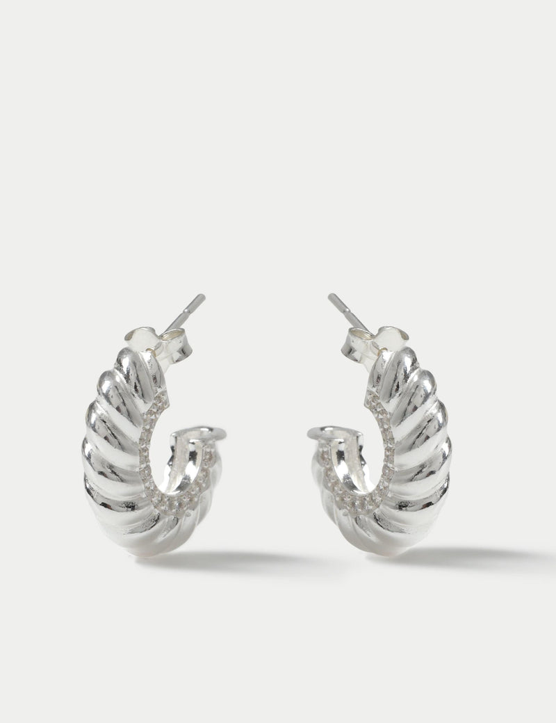 C Hoop Earrings in Sterling Silver - British product