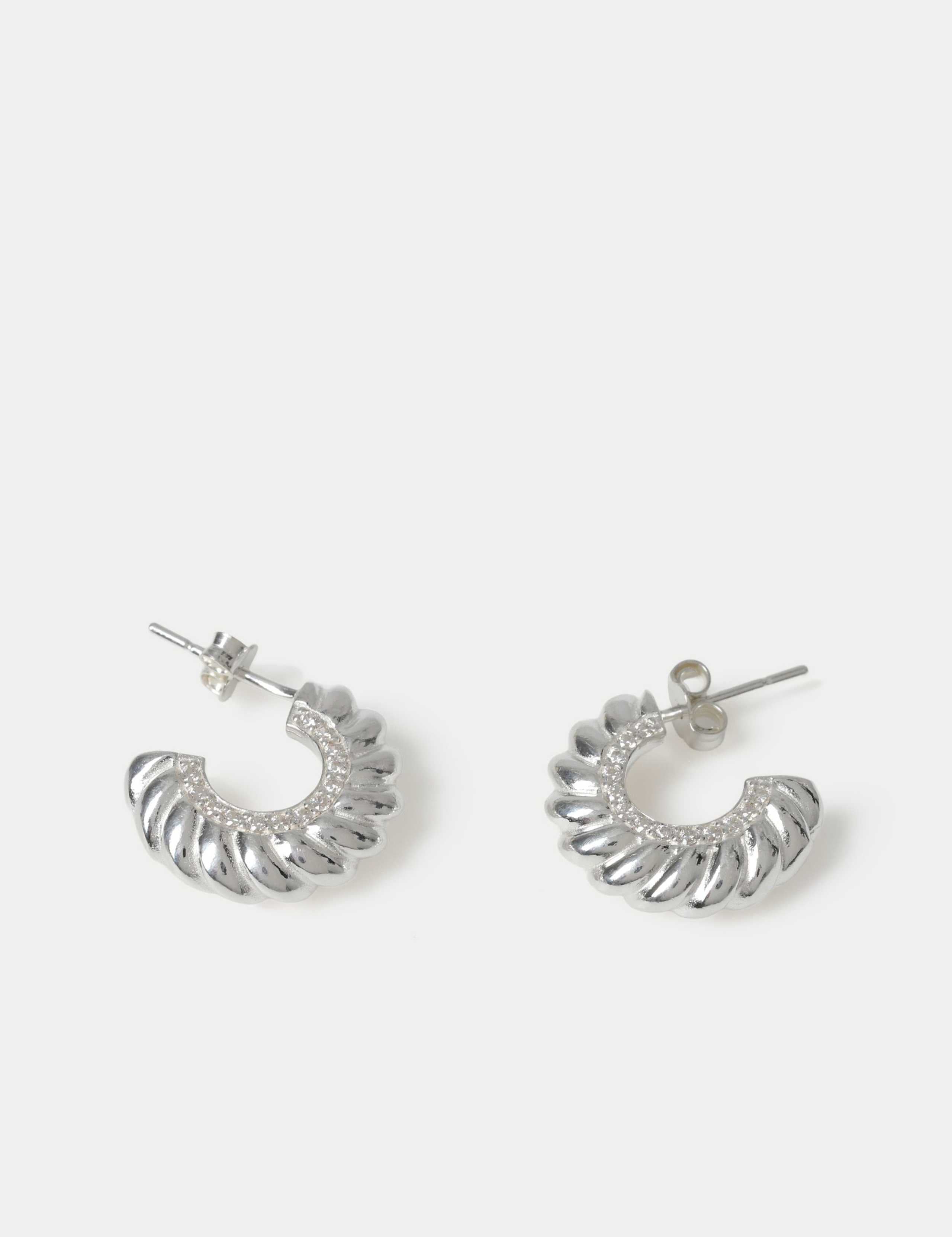 C Hoop Earrings in Sterling Silver - British product