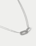 Sterling silver cubic zirconia necklace with clasp fastening, UK version