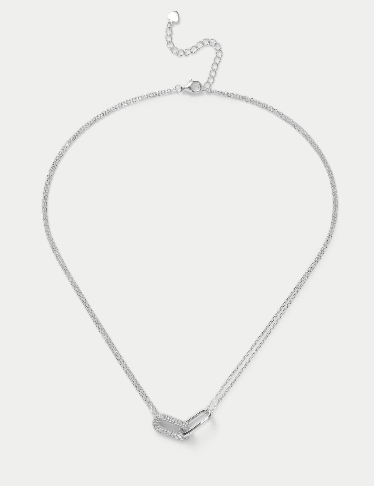 Sterling silver cubic zirconia necklace with clasp fastening, UK version