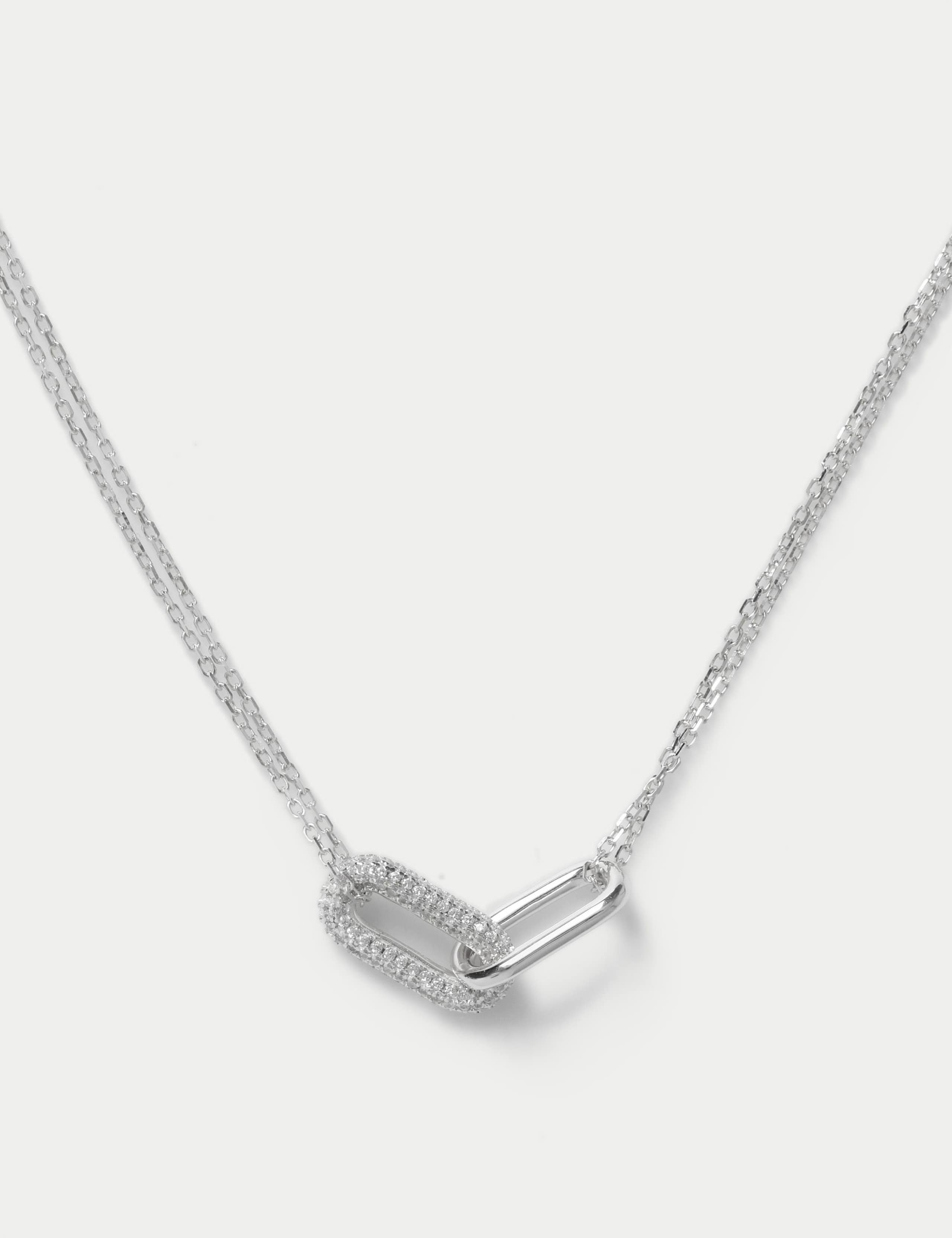 Sterling silver cubic zirconia necklace with clasp fastening, UK version