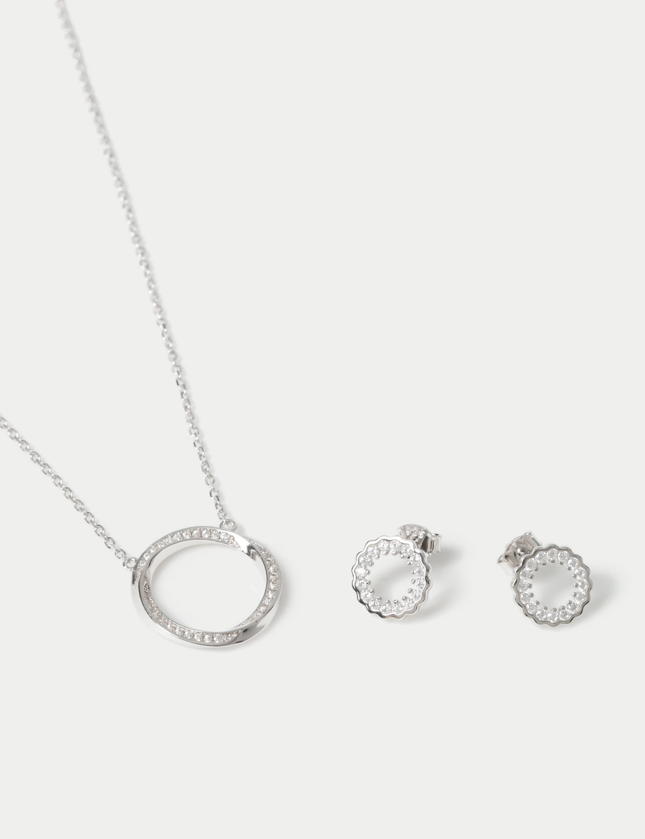 Sterling silver earring necklace set - British product