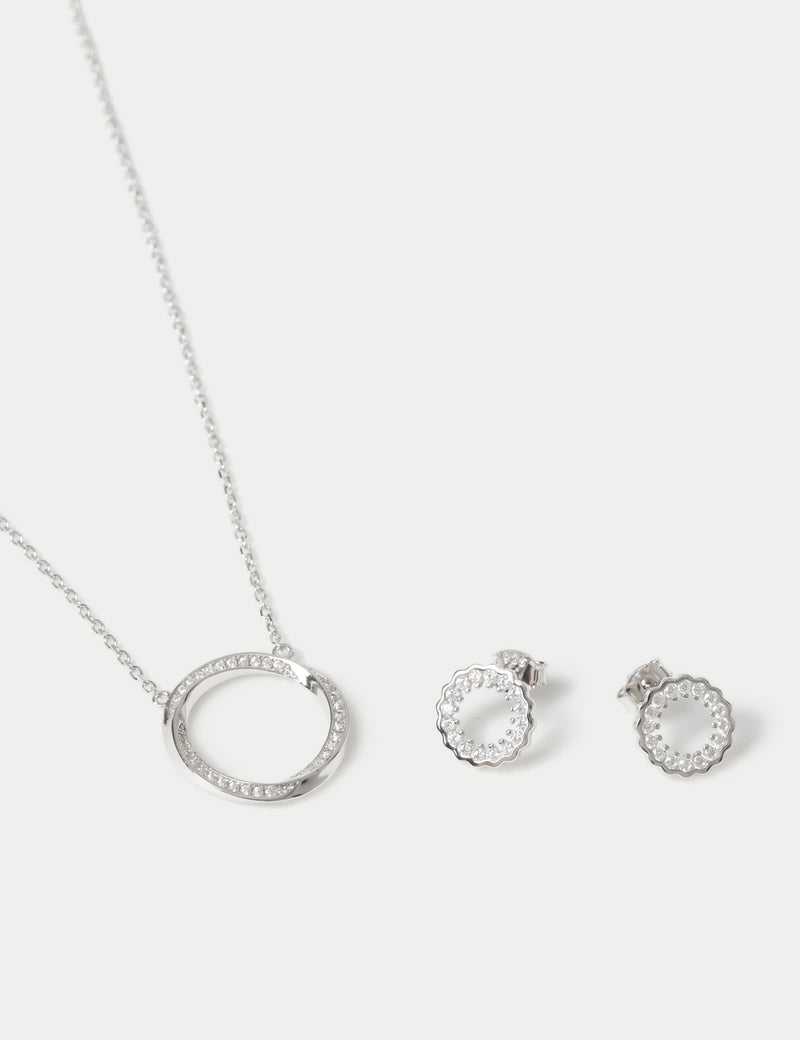 Sterling silver earring necklace set - British product