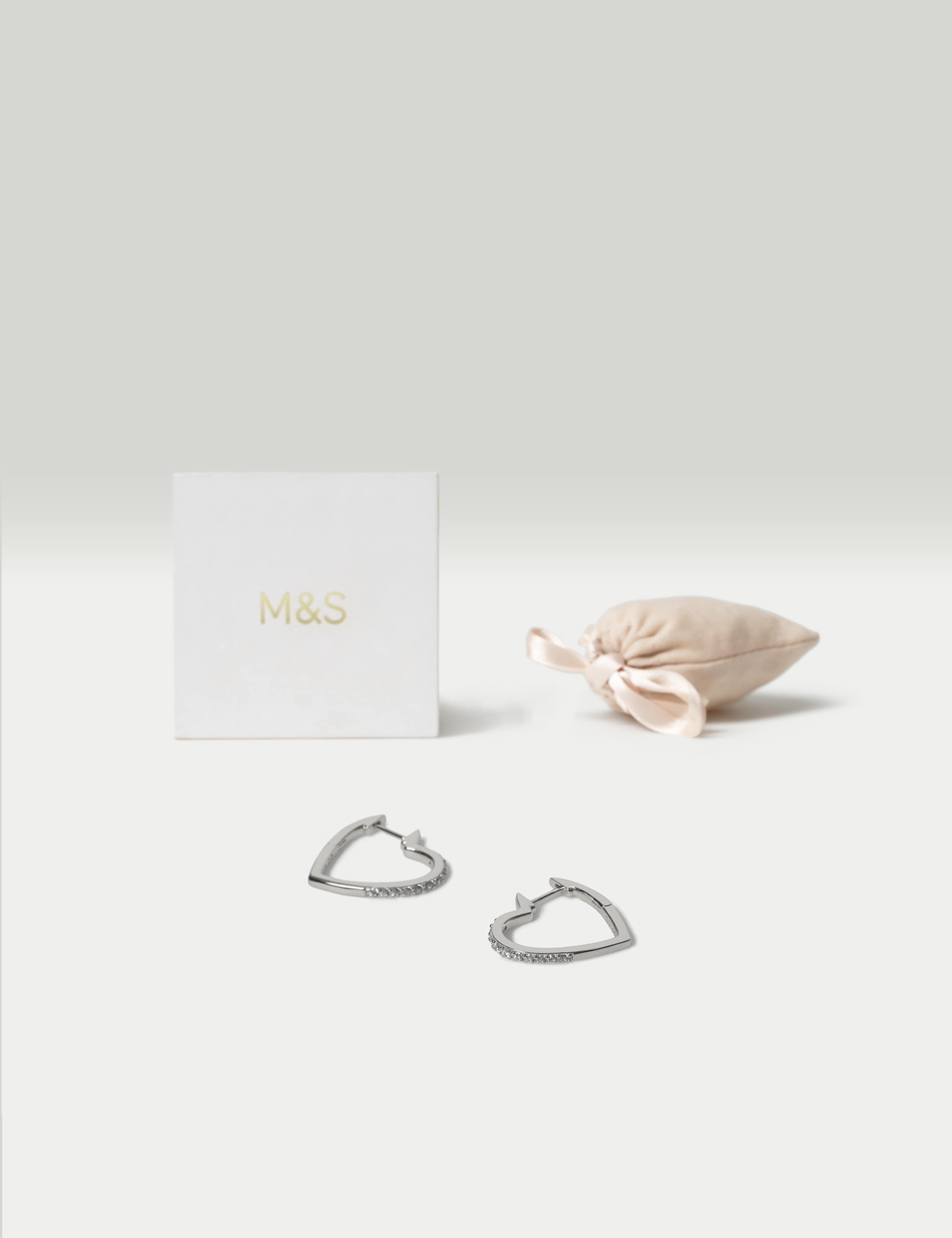 Heart hoop earrings sterling silver, UK version