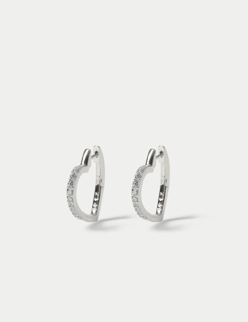 Heart hoop earrings sterling silver, UK version