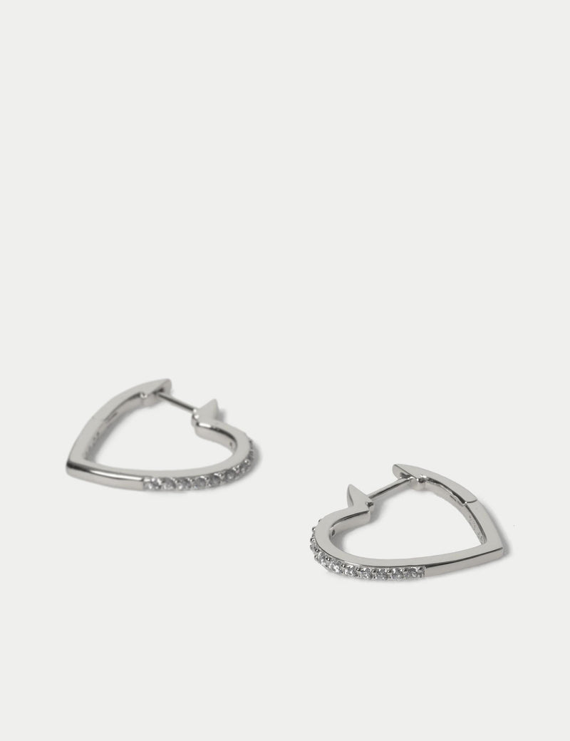 Boucles d'oreilles créoles en cœur argent sterling, version UK