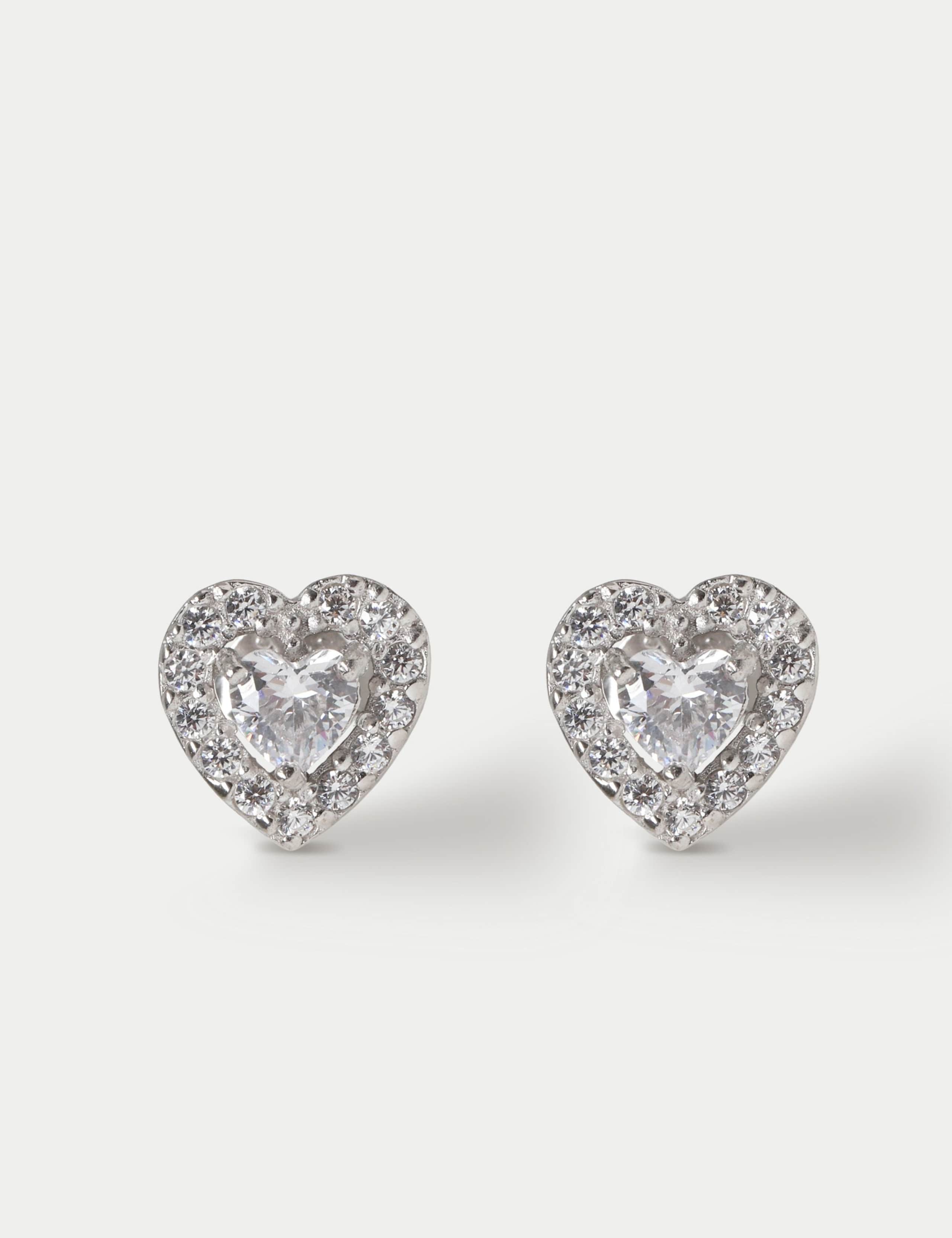 Sterling silver heart stud earrings, UK version