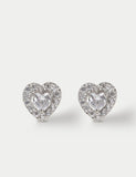 Sterling silver heart stud earrings, UK version