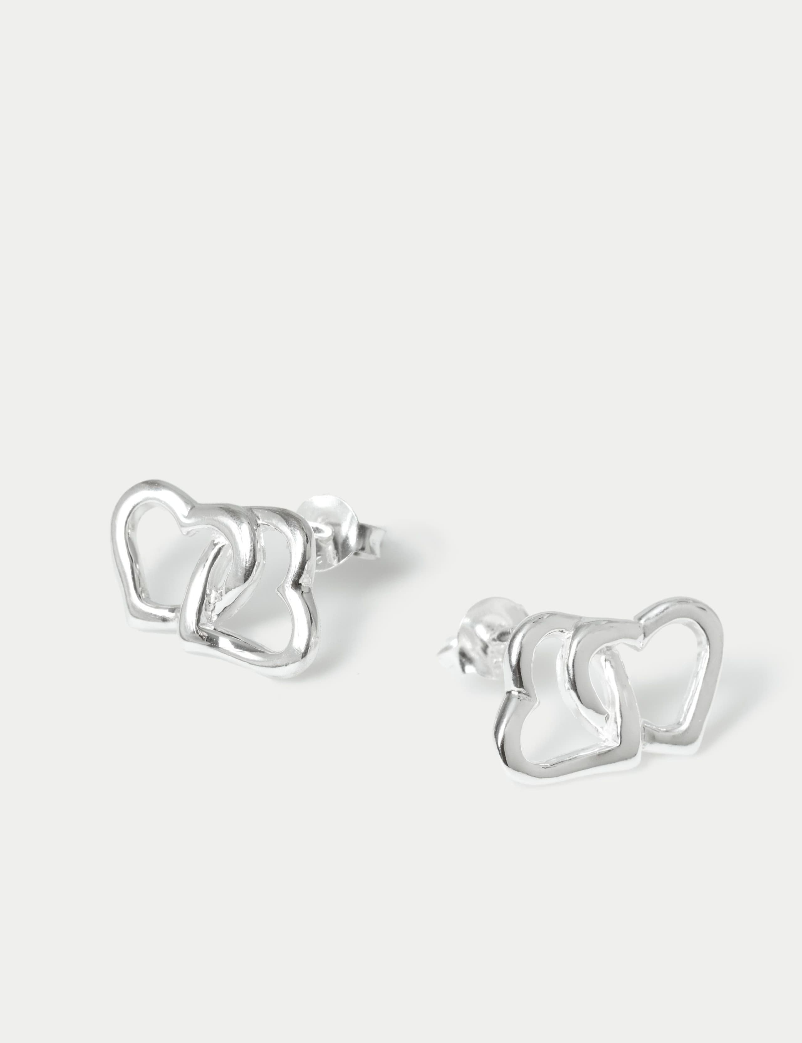 Sterling silver heart stud earrings available, UK version
