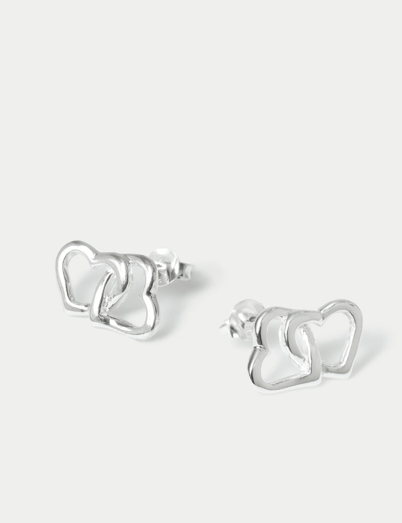 Sterling silver heart stud earrings available, UK version