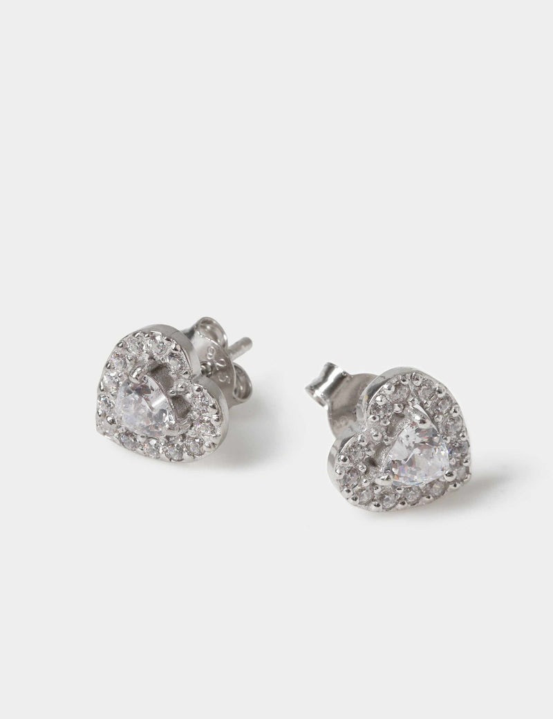 Sterling silver heart stud earrings, UK version